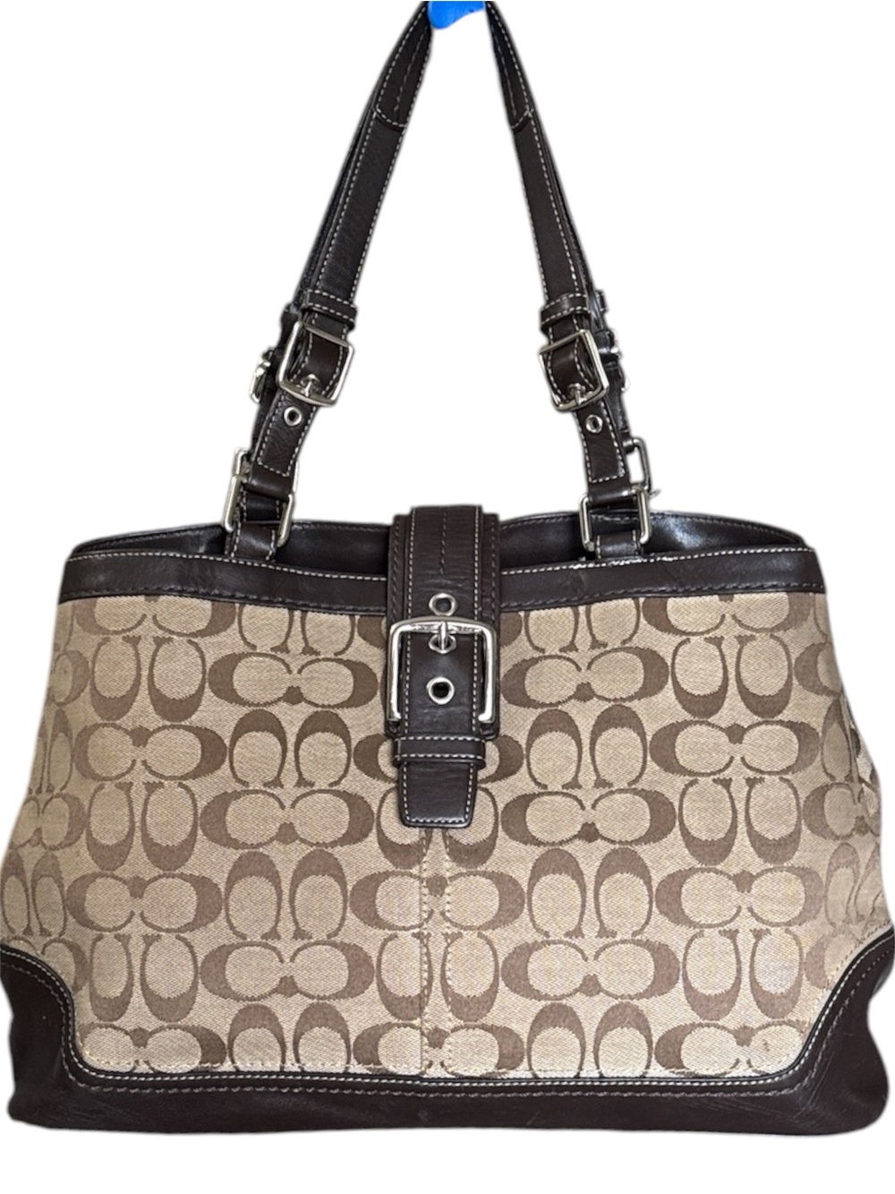 Large AUTHENTIC COACH SIGNATURE PURSE TOTE F12643...